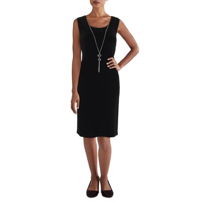 R&M Richards Womens Black Lace Glitter Knee-Length Shift Dress 8 BHFO 8322