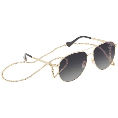 Pre-owned Gucci Grey Pilot Ladies Sunglasses Gg1088s 001 61 Gg1088s 001 61 In Gray