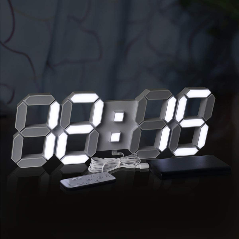Upgrade 3D LED Wall Clock 14.5&rdquo; with Remote Control, Alarm Clock for Office Home