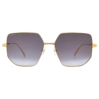 Pre-owned Cartier Grey Gradient Flash Geometric Ladies Sunglasses Ct0327s 001 58 In Gray