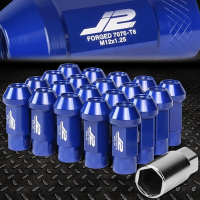 J2 ENGINEERING 7075 АЛЮМИНИЙ M12X1.25 20ШТ 50 ММ ГАЙКА С ОТКРЫТЫМ НАКОНЕЧНИКОМ + АДАПТЕР СИНИЙ