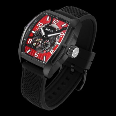   AUDAZ PREDATOR II RED DIAL AUTOMATIC WATCH INTERNATIONAL SHIPPING USA DEALER