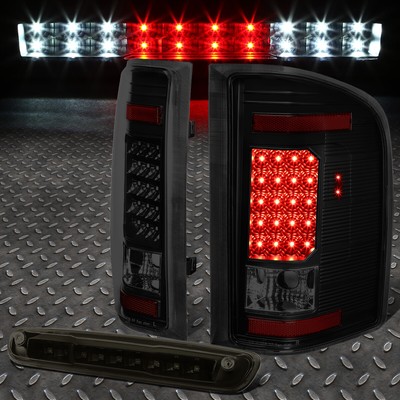 ДЛЯ 07-14 CHEVY SILVERADO СВЕТОДИОДНЫЙ ЗАДНИЙ ФОНАРЬ + ДВУХРЯДНЫЙ ТРЕТИЙ ТОРМОЗНОЙ/ГРУЗОВОЙ ФОНАРЬ ДЫМЧАТОГО ЦВЕТА