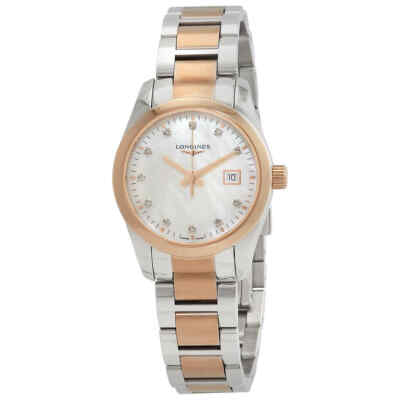 Pre-owned Longines Conquest Classic Quartz Diamond White Mop Dial Ladies Watch L22863877