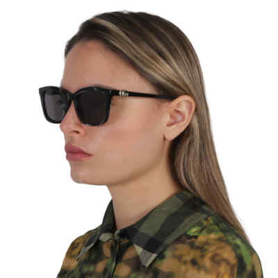 Pre-owned Gucci Grey Rectangular Ladies Sunglasses Gg1596sk 001 55 Gg1596sk 001 55 In Gray