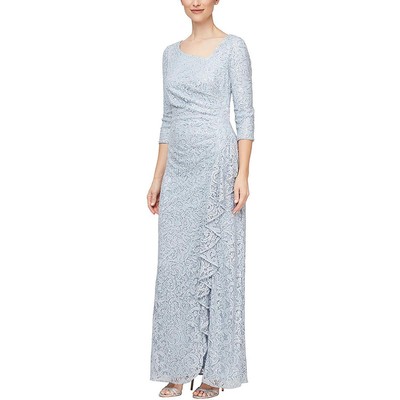 Alex Evenings Женское синее кружевное макси вечернее платье Gown Petites 12P BHFO 6386