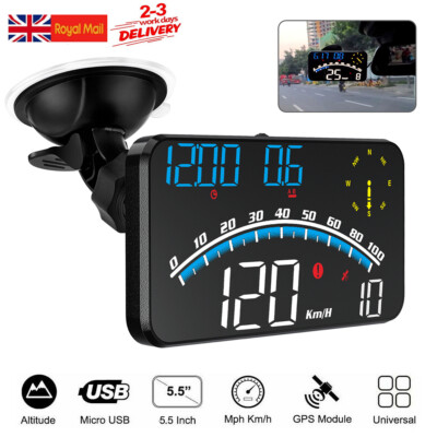 Digital Speedometer Universal GPS Car HUD Head Up Display MPH Overspeed Alarm