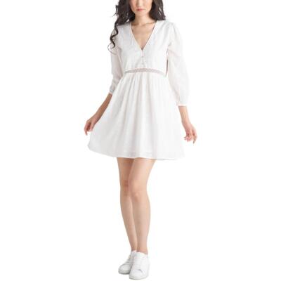 Черная лента, Женское белое хлопковое сетчатое платье со вставкой Party Fit & Flare S BHFO 5734