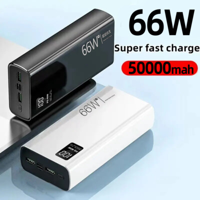 50000mAh Portable Power Bank USB LCD External Battery Charger For Cell Phone 66W