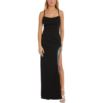 NW Nightway Womens Black Side Slit Long Formal Evening Dress Gown 12 BHFO 8328