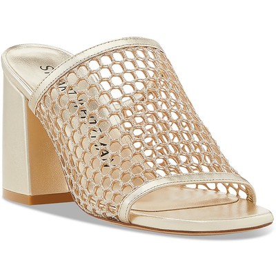 Женские босоножки Stuart Weitzman CAYMAN 85 BLOCK Gold Slide 8 среднего размера (B, M) 7208
