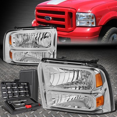 ДЛЯ 05-07 FORD SUPER DUTY F250-550 ХРОМИРОВАННЫЙ КОРПУС БОКОВАЯ ФАРА ЯНТАРНОГО ЦВЕТА + НАБОР ИНСТРУМЕНТОВ