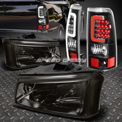 ДЫМЧАТАЯ + ПРОЗРАЧНАЯ УГЛОВАЯ ФАРА + ЧЕРНЫЙ 3D СВЕТОДИОДНЫЙ ЗАДНИЙ ФОНАРЬ ДЛЯ 03-07 SILVERADO