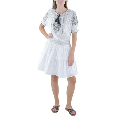 Женское белое платье миди с вышивкой Lauren Ralph Lauren 6 BHFO 0834