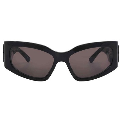 Pre-owned Balenciaga Grey Rectangular Ladies Sunglasses Bb0321s 001 57 Bb0321s 001 57 In Gray
