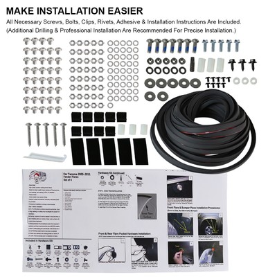 Fits 2005-2011 Toyota Tacoma 6' Smooth Pocket Rivet Style Bolt On Fender Flares