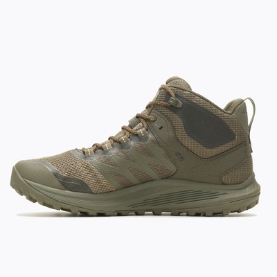 Pre-owned Merrell Work Men's Nova 3 Mid Tactical Waterproof Boot Olive - J005053 In Green
