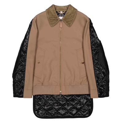 Pre-owned Burberry Ladies Biscuit Technical Wool Reconstructed Harrington Jacket In Check Description