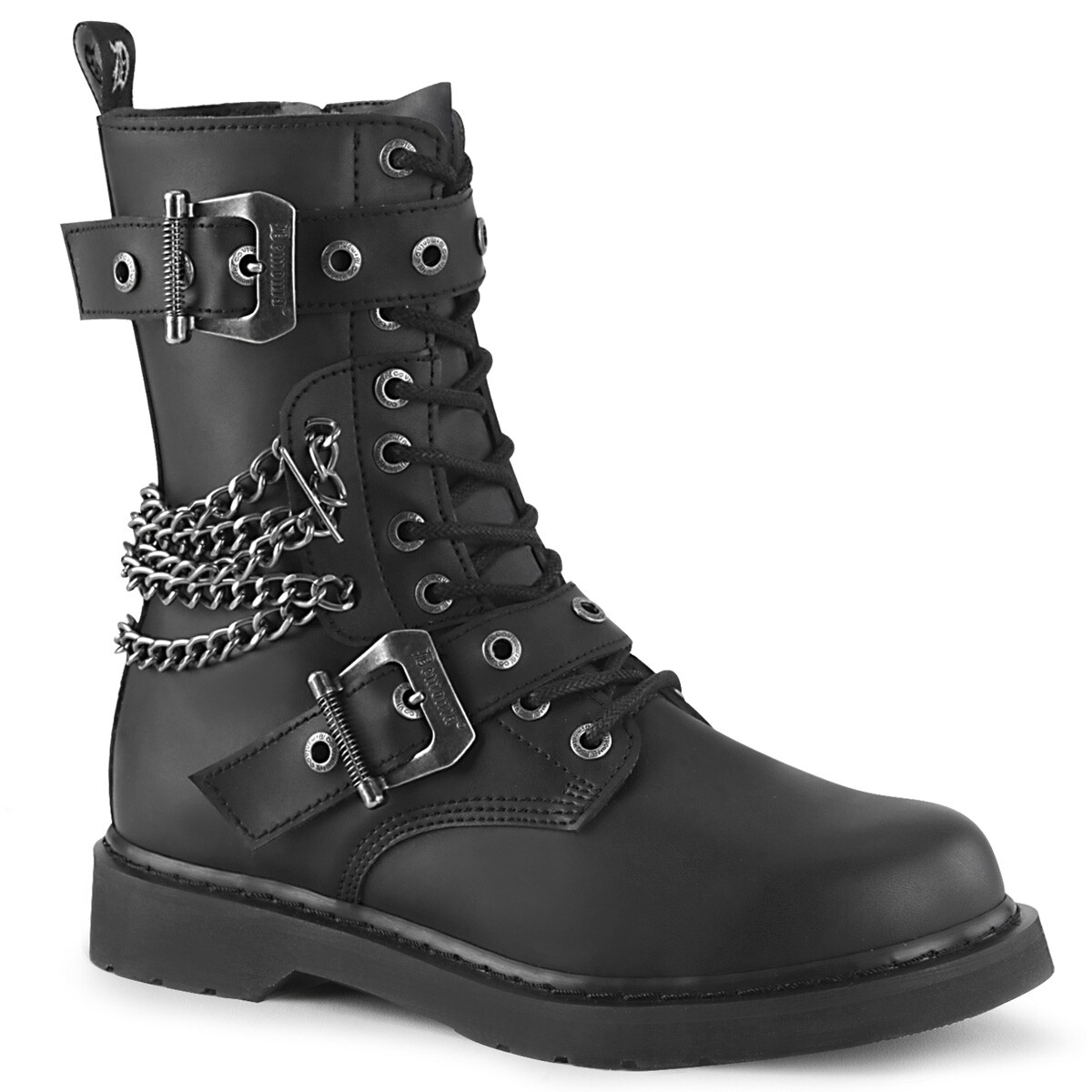 Black Motorcycle Military Combat Mad Max Buckles Chains
