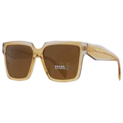 Pre-owned Prada Dark Brown Square Ladies Sunglasses Pr 24zs 14i01t 56 Pr 24zs 14i01t 56