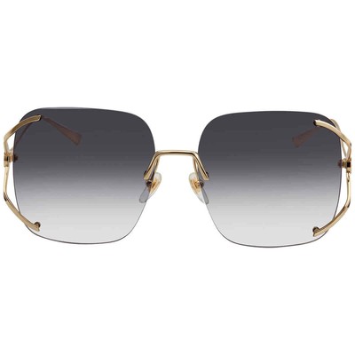 Pre-owned Gucci Gg0646 60-17 135mm Sunglasses Square Gold With Gradient Lense In Gray