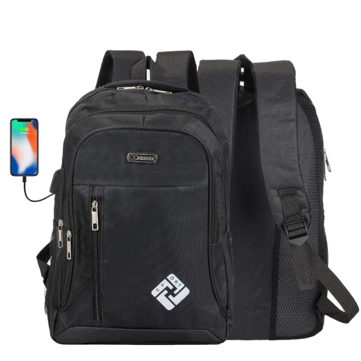 Waterproof Laptop Backpack Bookbag 17" School Travel Bag with USB Charging Port