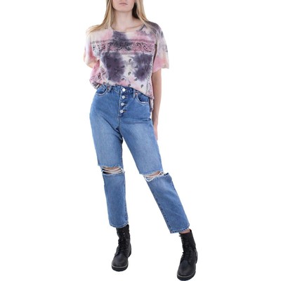 

BLANKNYC] Женские синие укороченные джинсы с рваными пуговицами из денима  BHFO 5591, Синий