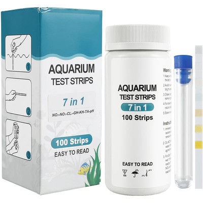 100Pcs Aquarium Test Strips 7-In-1 Fish Tank Test Kit Water Quality Test Strip A