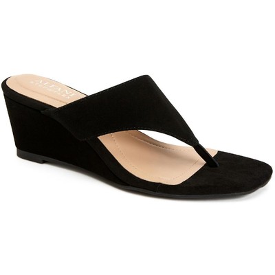 

Черные замшевые шлепанцы Alfani Andersonn на каблуке 9,5, средние (B, M) BHFO 5995, Black suede