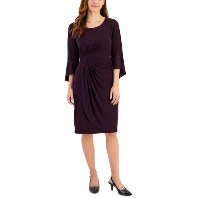 Связанное платье-футляр Женское фиолетовое вечернее платье-футляр с рюшами Petites 6P BHFO 3201