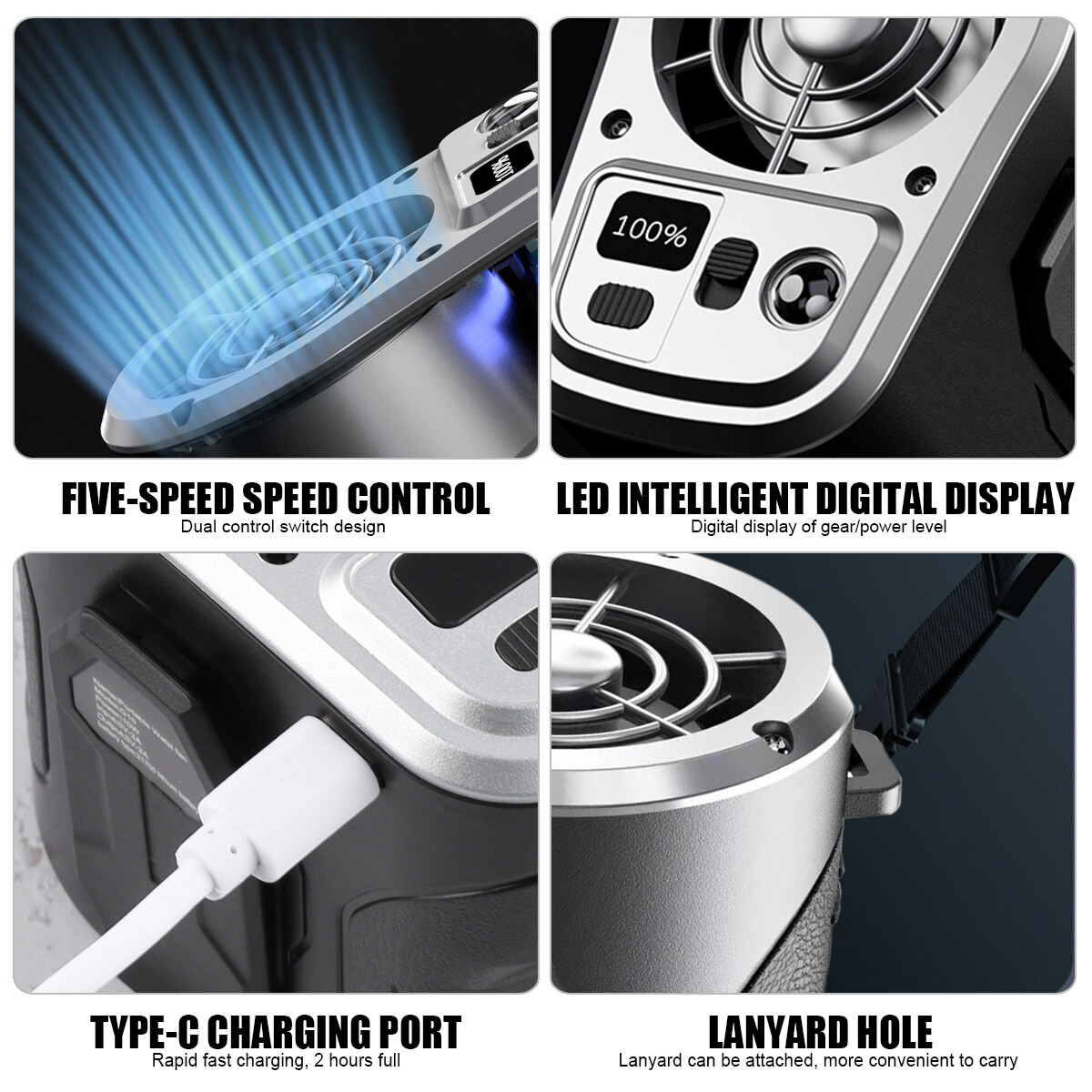 Portable Mini Waist Clip Fan Hanging Cooling Fan USB Rechargeable Power Bank Fan