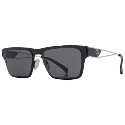 Pre-owned Prada Dark Grey Rectangular Men's Sunglasses Pr 71zs 1bo5s0 56 Pr 71zs 1bo5s0 56 In Gray