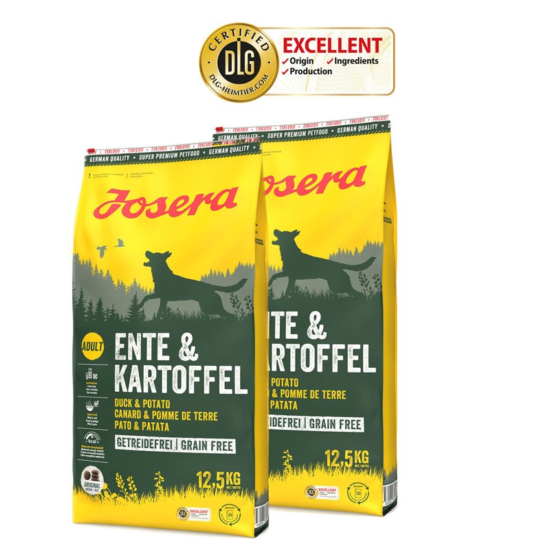 Josera Ente & Kartoffel Trockenfutter Getreidefreies Hundefutter | 2 X 12,5 Kg