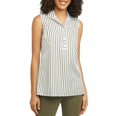 

Foxcroft Женская белая тканая блузка в полоску без рукавов топ  BHFO 9405, Olive
