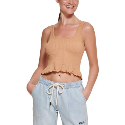 

DKNY Jeans Женская бежевая укороченная рубашка с присборенной майкой Cami  BHFO 7557, Doe