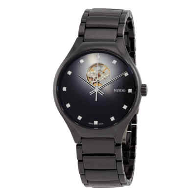 Мужские часы Rado True Round Secret Diamonds с автоматическим черным циферблатом R27107732