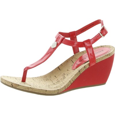 

Anne Klein Женские итальянские кожаные лакированные сандалии на танкетке BHFO 1687, Italia