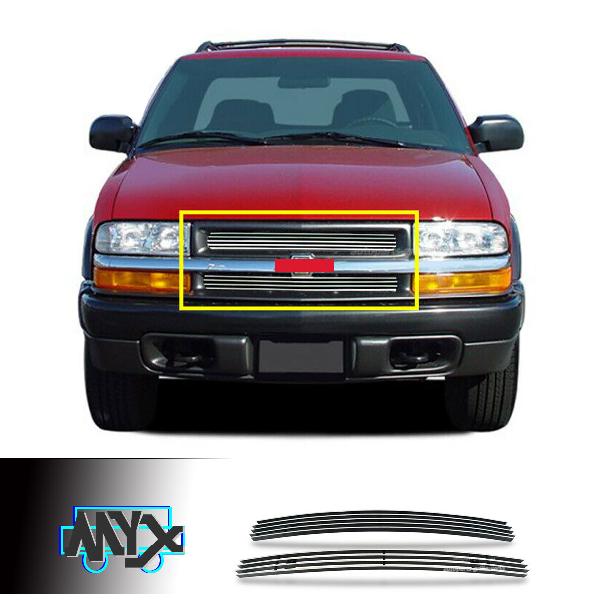 Grill Fits 1998-2004 Chevy S-10 /1998-2005 Blazer Polished Upper Billet Grille