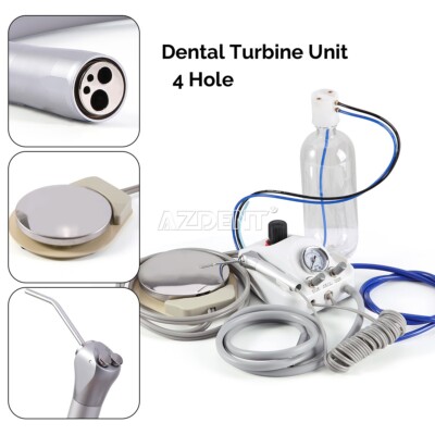 Portable Dental Turbine Unit 3 Way Syringe Work with Air Compressor 4 Holes