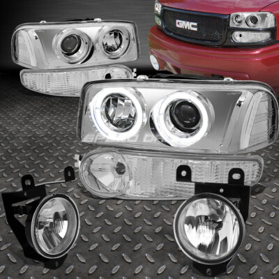 ХРОМИРОВАННАЯ ФАРА ПРОЕКТОРА DUAL HALO + ПРОЗРАЧНАЯ ПРОТИВОТУМАННАЯ ФАРА OEM ДЛЯ 01-07 DENALI