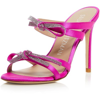 Женские розовые атласные туфли-лодочки Stuart Weitzman на шпильке 7,5 см (B,M) BHFO 3383