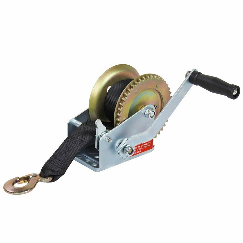 1600LBS 720KG Hand Winch 1-Ways 8M Synthetic Strap For Pickup ATV Boat Trailer