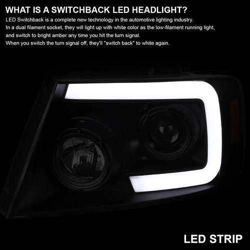 Fits Black 2004-2008 Ford F150 F-150 LED Sequential Signal Projector Headlights
