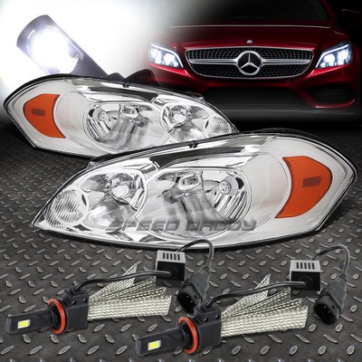 ХРОМИРОВАННЫЙ КОРПУС, ЯНТАРНАЯ УГЛОВАЯ ФАРА + БЕЛАЯ СВЕТОДИОДНАЯ СИСТЕМА 6000K ДЛЯ 06-16 IMPALA