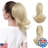 CJL HAIR Short Claw Clip Blonde Ponytail Extension Drawstring Curly Wavy Pony Tails Heat Resistant Fiber Hair Pieces Synthetic Hairpiece for White Women Girls Kids 12 Inch