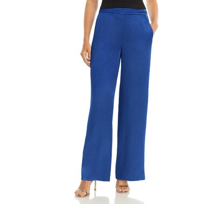 Kobi Halperin Womens Blue High Rise Satin Trouser Wide Leg Pants XXL BHFO 0540