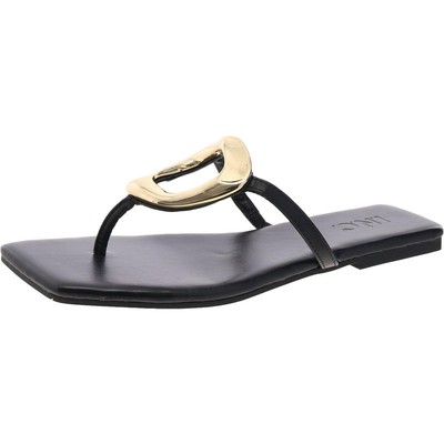 INC Womens YADIRAF Black Flat Slide Sandals 7 Medium (B,M) BHFO 8436
