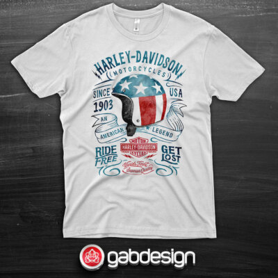 T-shirt inspired Harley Davidson old motorcycle style 3