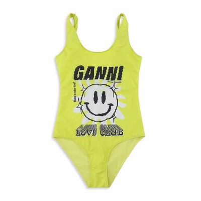 Ganni Womens Smiley Face Eco-Friendly Pool One-Piece Swimsuit BHFO 2249