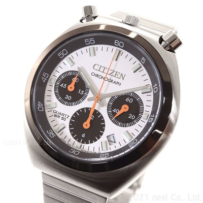 Pre-owned Citizen An3660-81a Bullhead White Dial Record Label Tsuno Chrono Watch Panda F/s